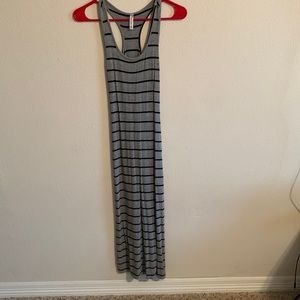 Woman’s grey and black maxi tank dress